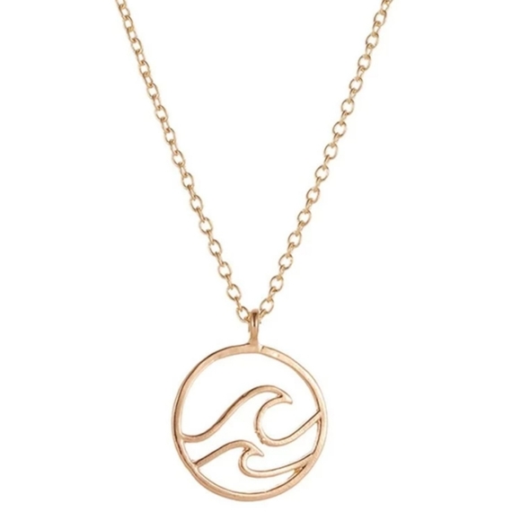 3/$21 Circle Wave Pendant Gold Necklace - Picture 2 of 2